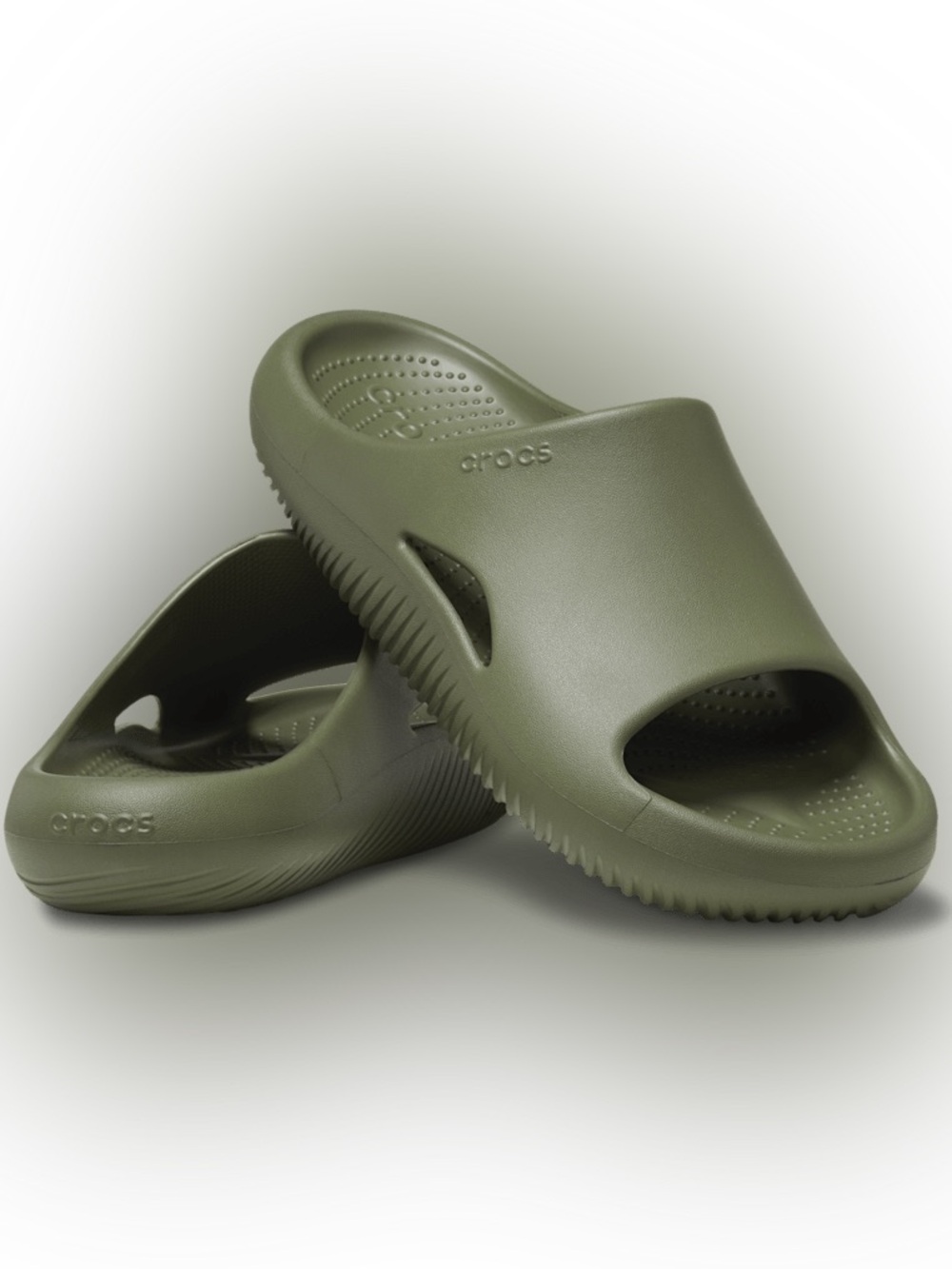CROCS Olive Slide Sandals in Military Green